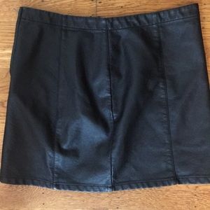 Black faux leather skirt with side zip